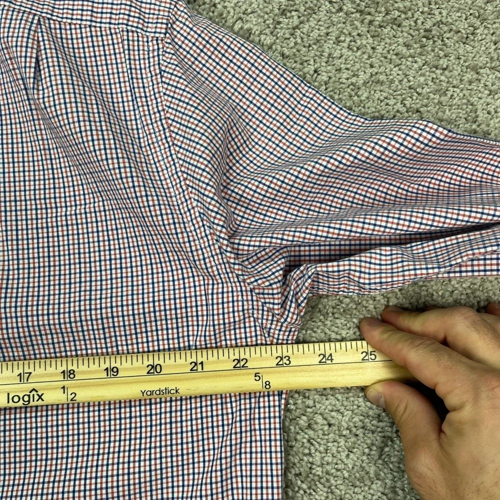 J Crew Shirt Mens Large Button Down Long Sleeve Red Blue Plaid Gingham‎